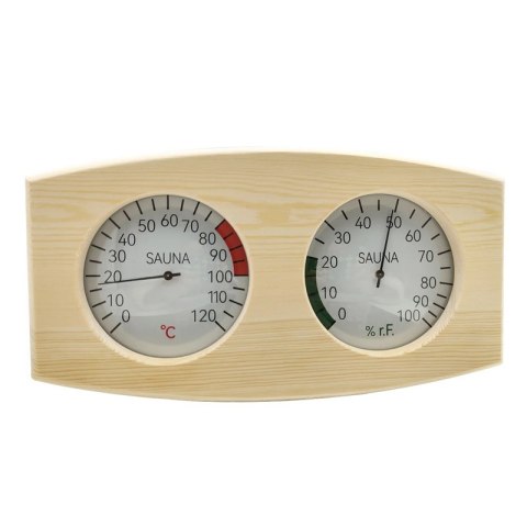 Termometr i Higrometr Drewniany do Sauny – Zakres 10–120°C, 0–100% RH, Świerk Termometr i Higrometr Drewniany do Sauny – Zakres 10–120°C, 0–100% RH, Świerk