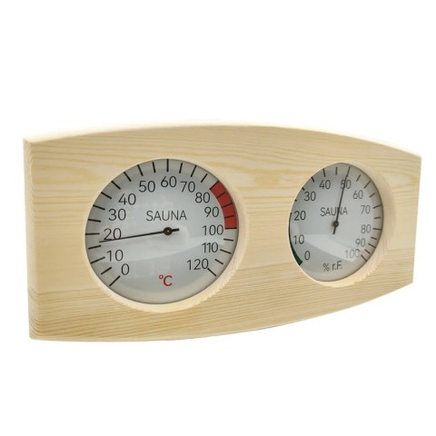 Termometr i Higrometr Drewniany do Sauny – Zakres 10–120°C, 0–100% RH, Świerk Termometr i Higrometr Drewniany do Sauny – Zakres 10–120°C, 0–100% RH, Świerk
