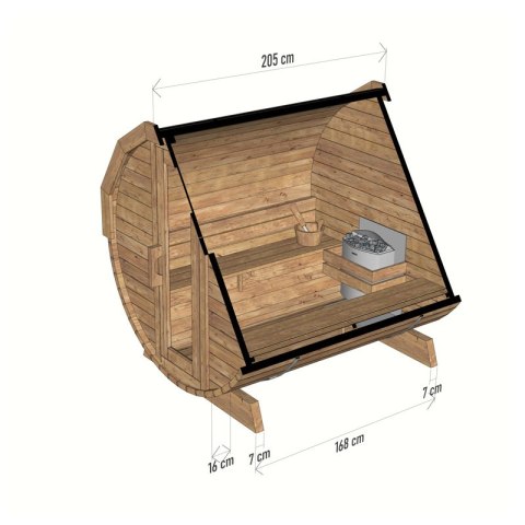 Sauna Ogrodowa Beczka 200x200 cm – Drewno Świerkowe, Gont Dachowy, Piec Harvia Sauna Ogrodowa Beczka 200x200 cm – Drewno Świerkowe, Gont Dachowy, Piec Harvia
