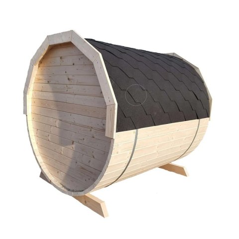 Sauna Ogrodowa Beczka 200x200 cm – Drewno Świerkowe, Gont Dachowy, Piec Harvia Sauna Ogrodowa Beczka 200x200 cm – Drewno Świerkowe, Gont Dachowy, Piec Harvia